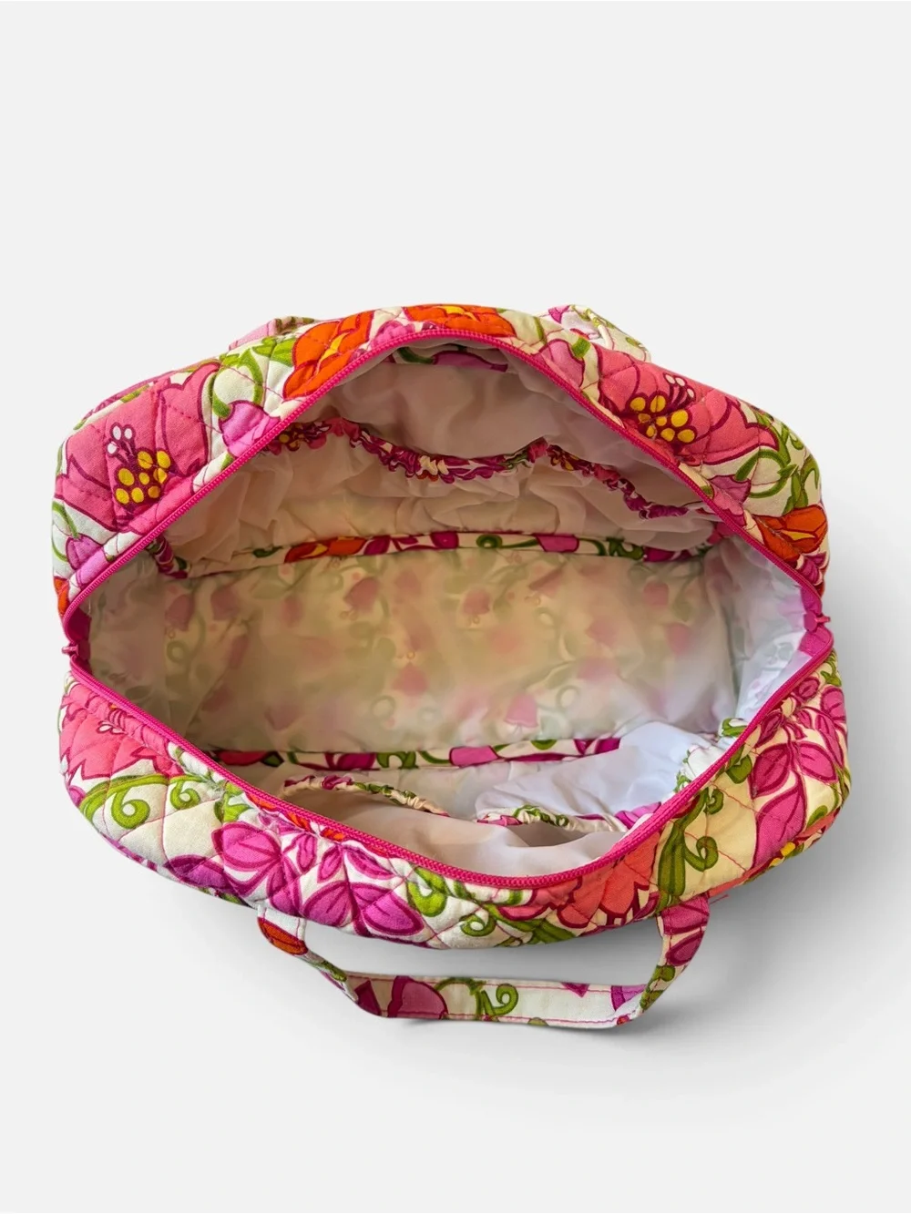 Vera Bradley Retired Lilli Belle Floral Travel Cosmetic Bag Pink Green Orange